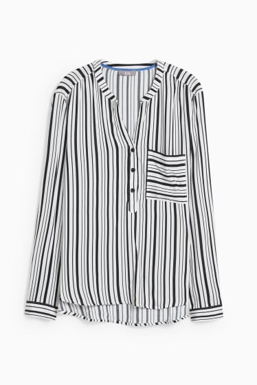 Women - Blouse - striped - white / black