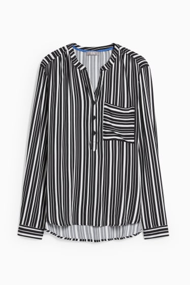 Dames - Blouse - gestreept - zwart / wit