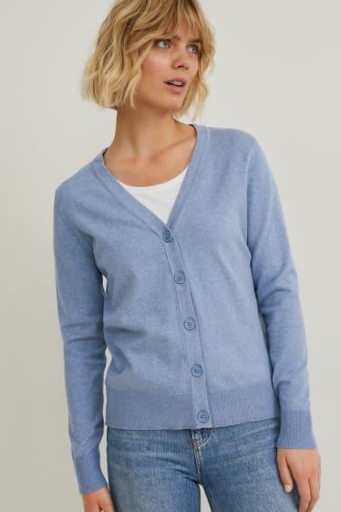 Femei - Cardigan tricotat - albastru melanj