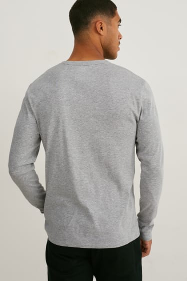 Herren - Langarmshirt - grau-melange