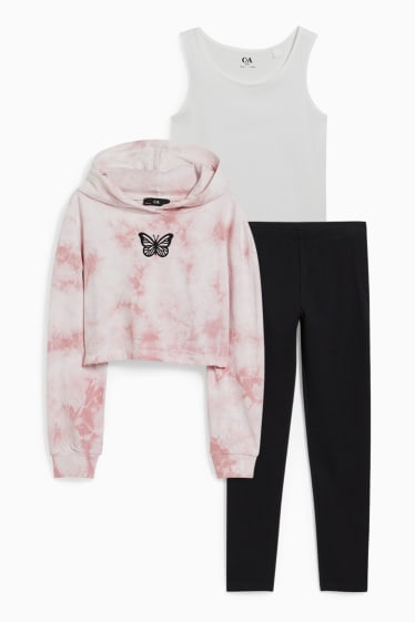 Kinderen - Set - hoodie, hemdje en legging - 3-delig - roze