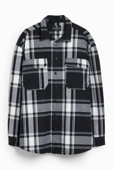 Hombre - CLOCKHOUSE - camisa de franela - regular fit - kent - de cuadros - negro / blanco