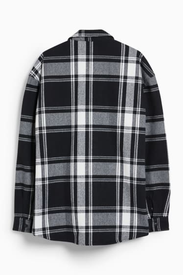 Hombre - CLOCKHOUSE - camisa de franela - regular fit - kent - de cuadros - negro / blanco