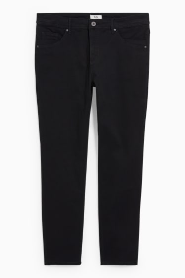 Dámské - Plátěné kalhoty - mid waist - slim fit - černá