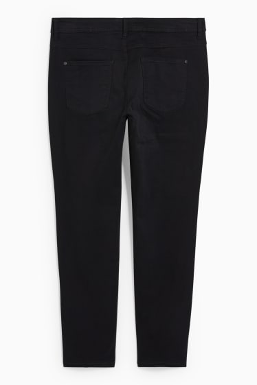 Dámské - Plátěné kalhoty - mid waist - slim fit - černá