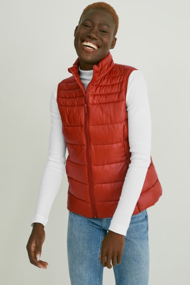 Women - Quilted gilet - terracotta