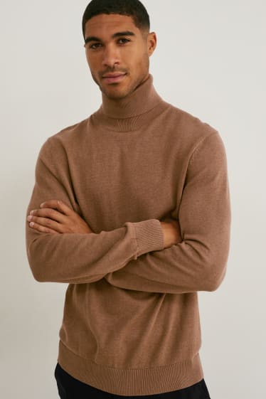 Herren - Rollkragenpullover - havanna