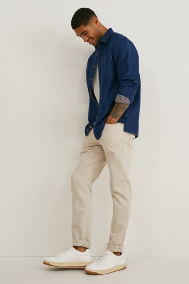Uomo - Camicia - regular fit - collo all'italiana - blu scuro