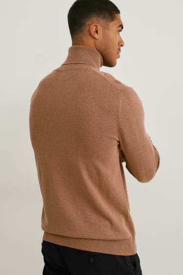 Herren - Rollkragenpullover - havanna