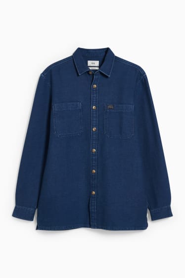 Men - Shirt - regular fit - kent collar - dark blue