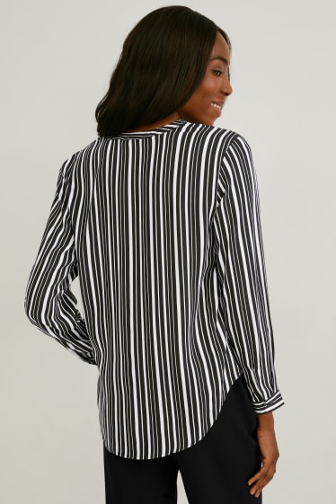 Damen - Bluse - gestreift - schwarz / weiß