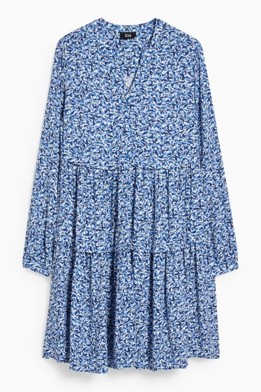 Women - Dress - patterned - dark blue / white