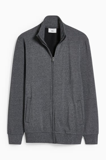 Hommes - Sweat zippé en molleton - mélange gris foncé