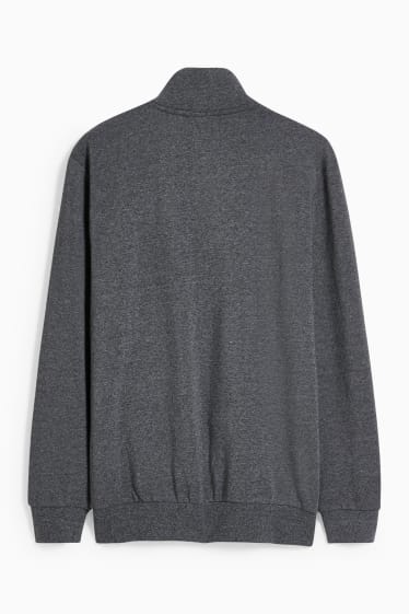 Hommes - Sweat zippé en molleton - mélange gris foncé