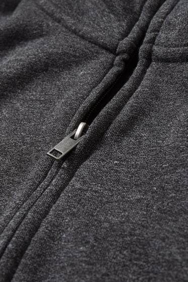 Hommes - Sweat zippé en molleton - mélange gris foncé