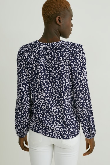 Donna - Blusa - fantasia - blu scuro / bianco