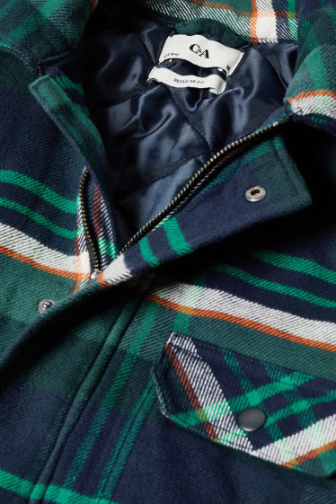 Pánské - Košilová bunda - kostkovaná - zelená
