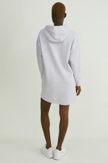 Dames - Basic-sweatjurk met capuchon - licht grijs-mix