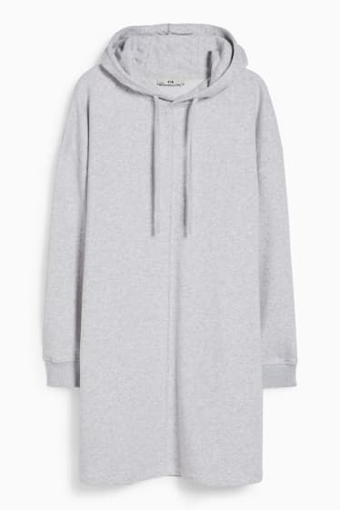 Dames - Basic-sweatjurk met capuchon - licht grijs-mix