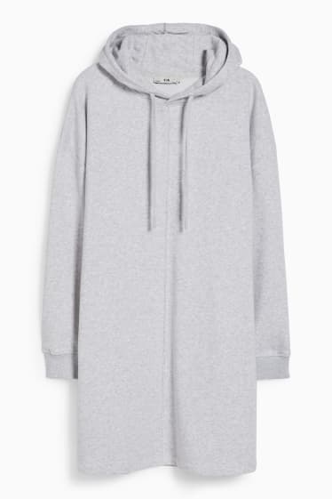 Women - Basic sweatshirt dress with hood - light gray-melange