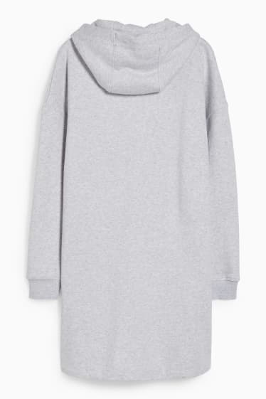 Women - Basic sweatshirt dress with hood - light gray-melange