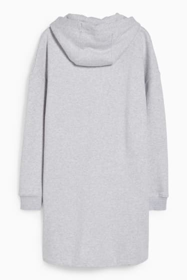 Dames - Basic-sweatjurk met capuchon - licht grijs-mix
