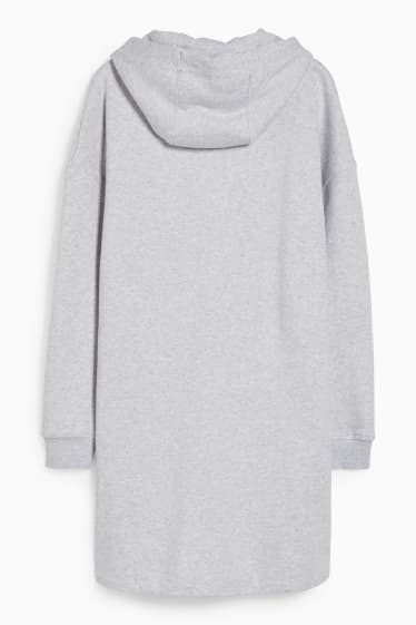 Mujer - Vestido sudadera básico con capucha - gris claro jaspeado