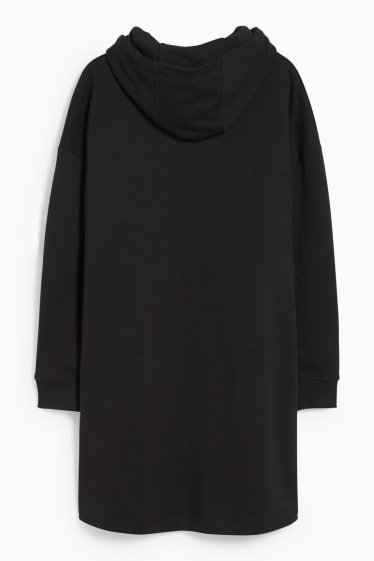 Donna - Vestito di felpa basic con cappuccio - nero