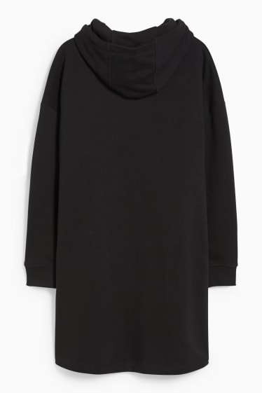 Women - Basic sweatshirt dress with hood - black