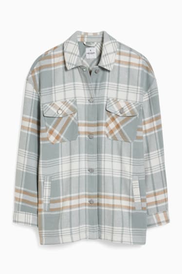 Teens & young adults - CLOCKHOUSE - flannel shacket - check - mint green