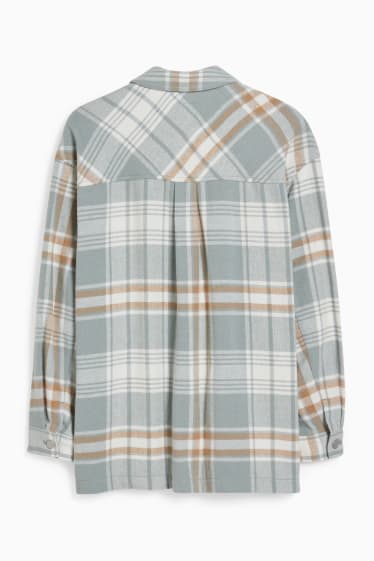 Teens & young adults - CLOCKHOUSE - flannel shacket - check - mint green