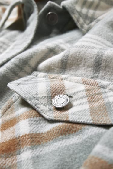 Teens & young adults - CLOCKHOUSE - flannel shacket - check - mint green