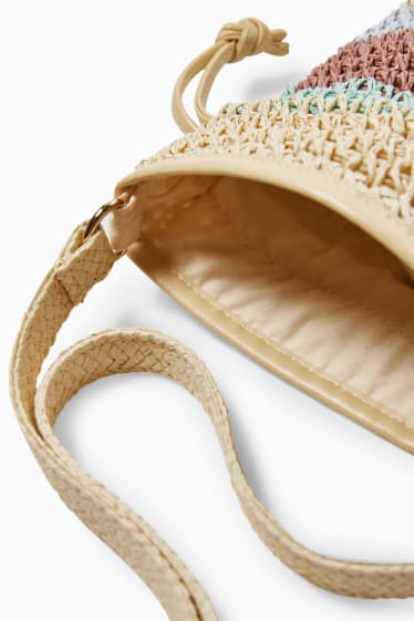 Femmes - CLOCKHOUSE - petit sac en bandoulière en paille - à rayures - beige
