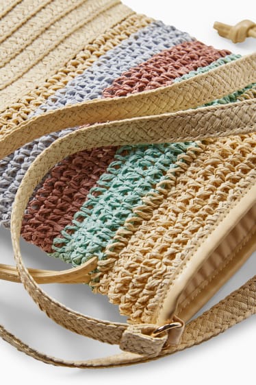 Femmes - CLOCKHOUSE - petit sac en bandoulière en paille - à rayures - beige