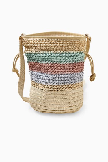 Femmes - CLOCKHOUSE - petit sac en bandoulière en paille - à rayures - beige
