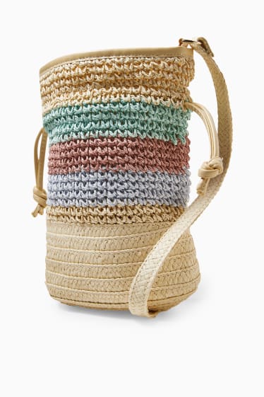 Femmes - CLOCKHOUSE - petit sac en bandoulière en paille - à rayures - beige