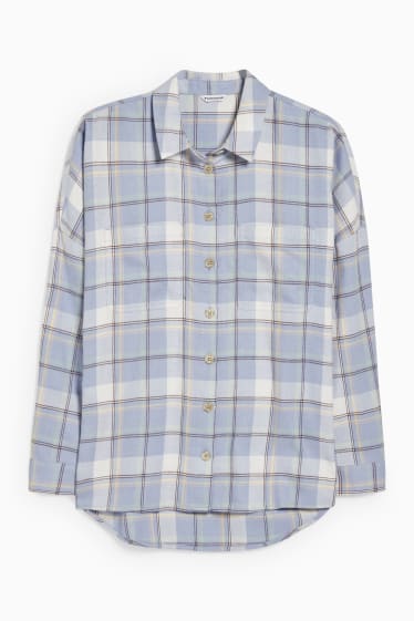 Jóvenes - CLOCKHOUSE - blusa de franela - de cuadros - azul claro