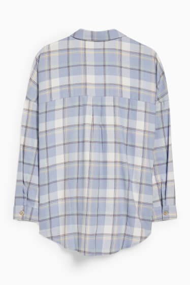 Jóvenes - CLOCKHOUSE - blusa de franela - de cuadros - azul claro