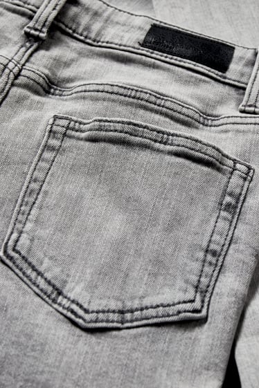 Dětské - Super skinny jeans - světle šedá-žíhaná