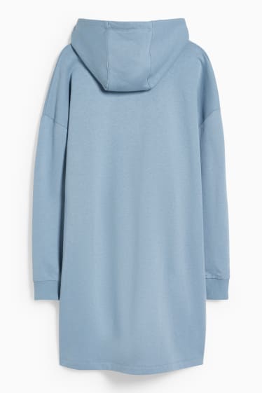 Dames - Basic-sweatjurk met capuchon - blauw