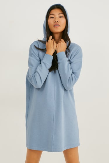 Femmes - Robe à capuche basique en molleton - bleu