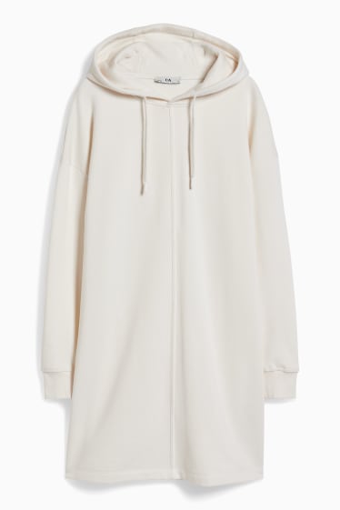 Dámské - Teplákové šaty s kapucí basic - krémově bílá