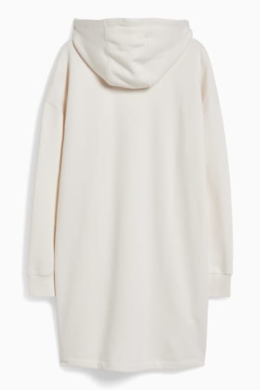 Donna - Vestito di felpa basic con cappuccio - bianco crema