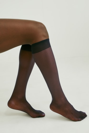 Women - Multipack of 6 - sheer knee highs - 15 denier  - black