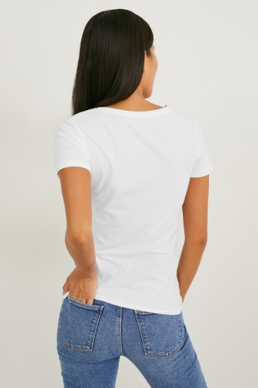 Dámské - Multipack 3 ks - tričko basic - tmavomodrá/bílá