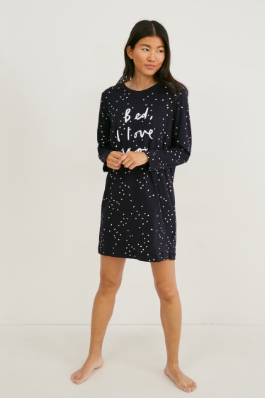 Women - Nightshirt - patterned - black