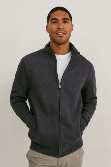 Hommes - Sweat zippé - gris chiné