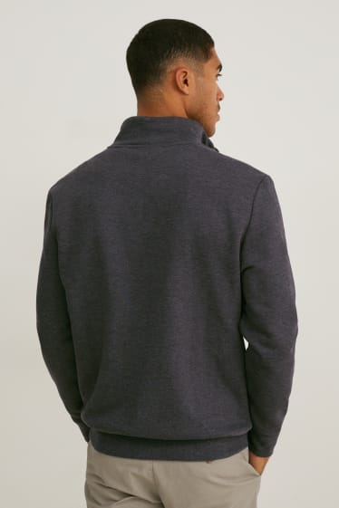 Hommes - Sweat zippé - gris chiné