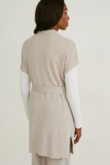 Women - Knitted dress - beige-melange