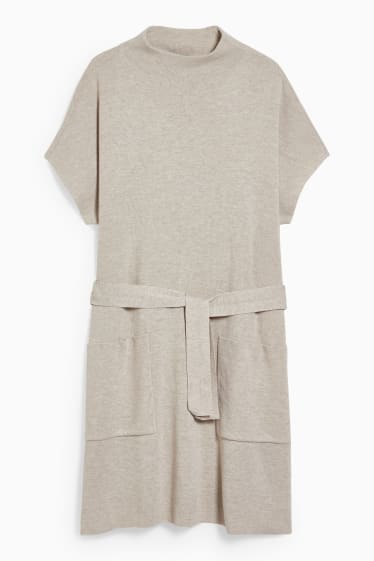 Women - Knitted dress - beige-melange